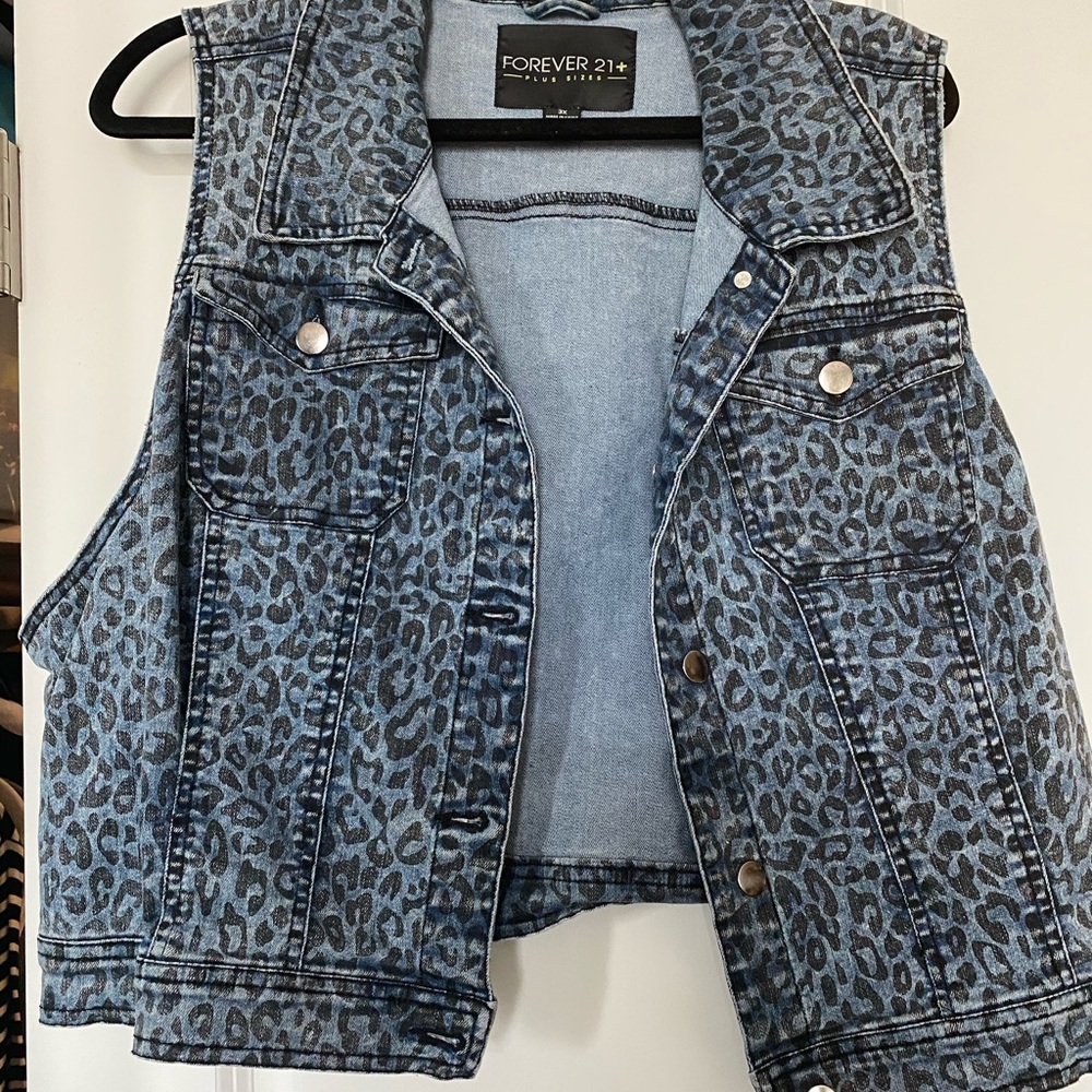 Cheetah print denim vest